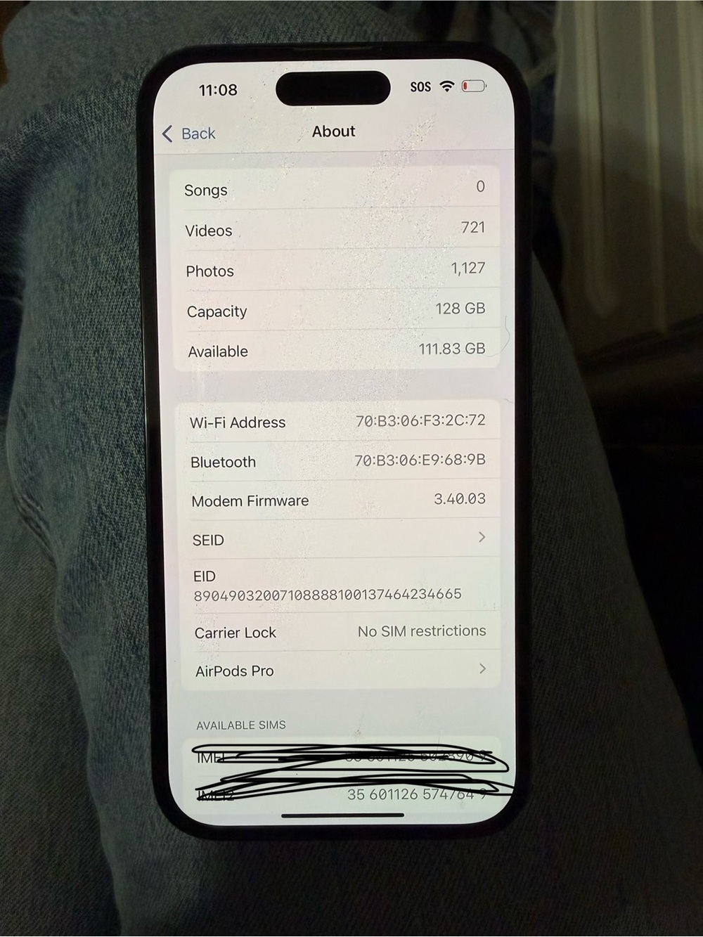 Apple iPhone 14 Pro- Black Front, White Display 128GB